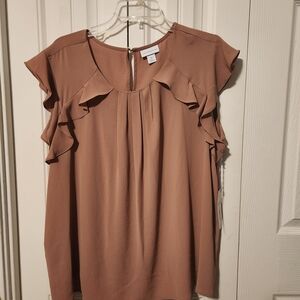 Liz Claiborne Women's Ruffled Blouse - Brown